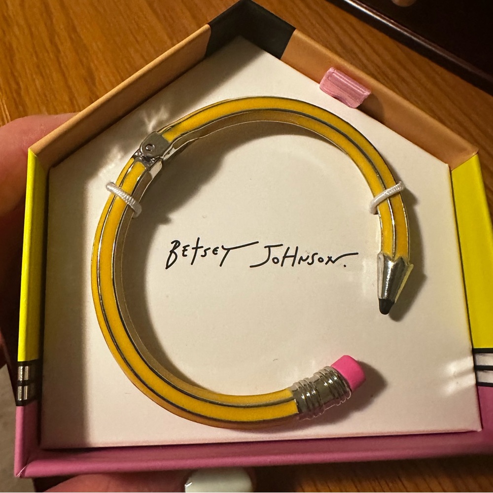 Betsey Johnson Pink and Yellow Pencil Bracelet with Stylish Design
